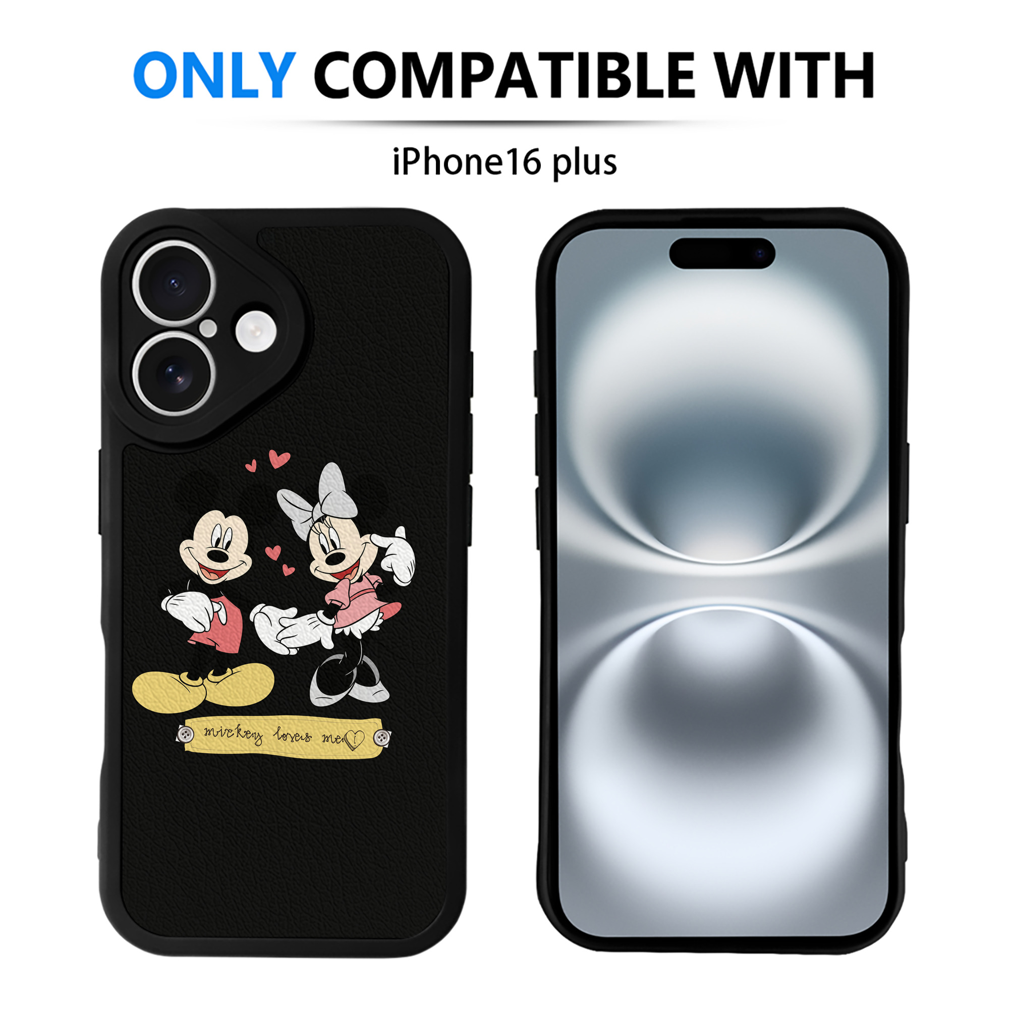 （画像用） ミッキーマウス Mickey Mouse 【iPhone 16シリーズ対応】シリコンスマホケース（レザー調） 材質：シリコン